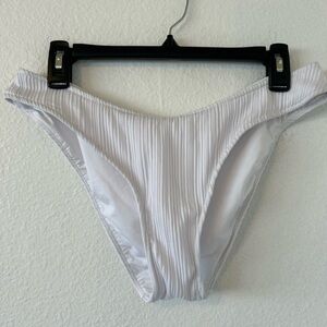 BECCA White Ribbed Bikini Bottom Size L
